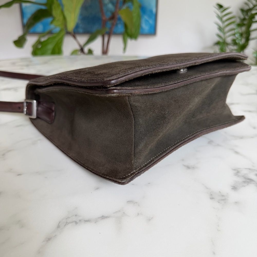 COACH Vintage Monterrey Flap Suede Crossbody Bag Loden Olive Green 6148 90's Y2K - Picture 7 of 16